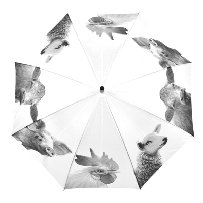 Paraguas Animales de Granja Blanco y Negro